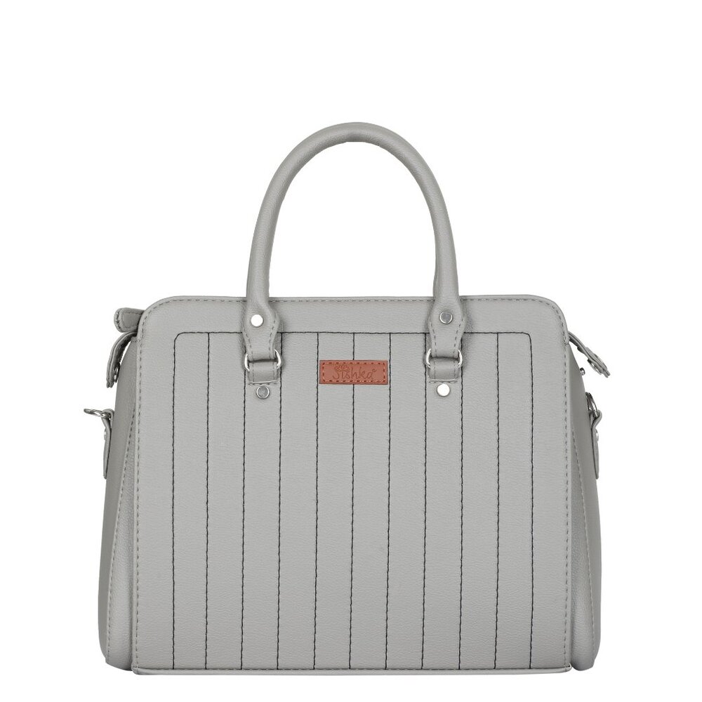 Women’s Vegan Leather Grey Top-Handle Handbag | Crossbody Sling Bag, Purse